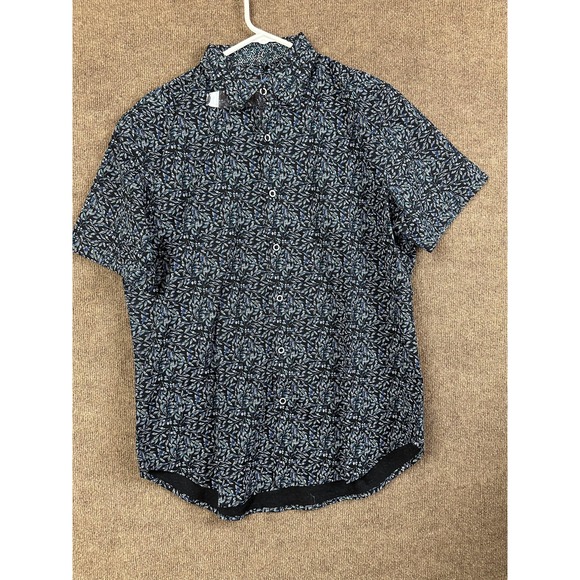 Robert Graham Shirt Mens Medium Black Burley Short Sleeve Stretch RFFZ2059CF - Picture 1 of 10